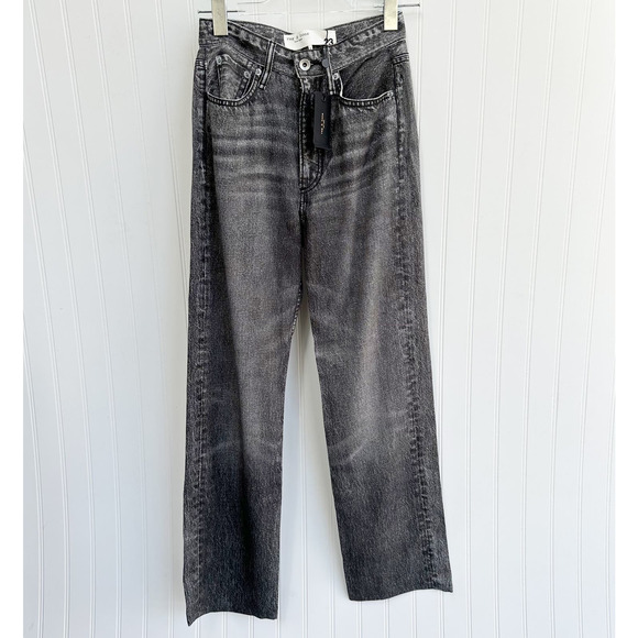 rag & bone Black Magic Liquid Miramar Alex High Rise Straight NWT 23 - Picture 3 of 9